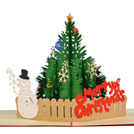 Load image into Gallery viewer, Snowman &amp; Christmas Tree Pop Up Card