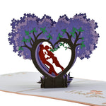 Load image into Gallery viewer, Kissing Couple on Purple Heart Wisteria Pop Up Card
