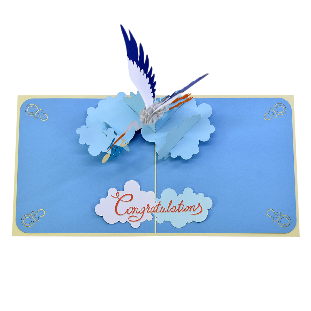 Stork Delivering Baby Pop Up Card