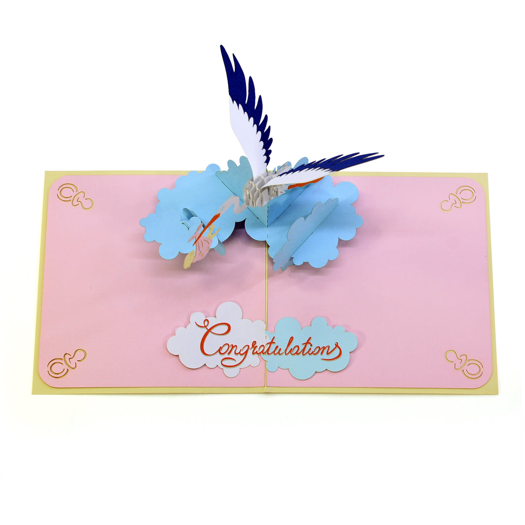 Stork Delivering Baby Pop Up Card