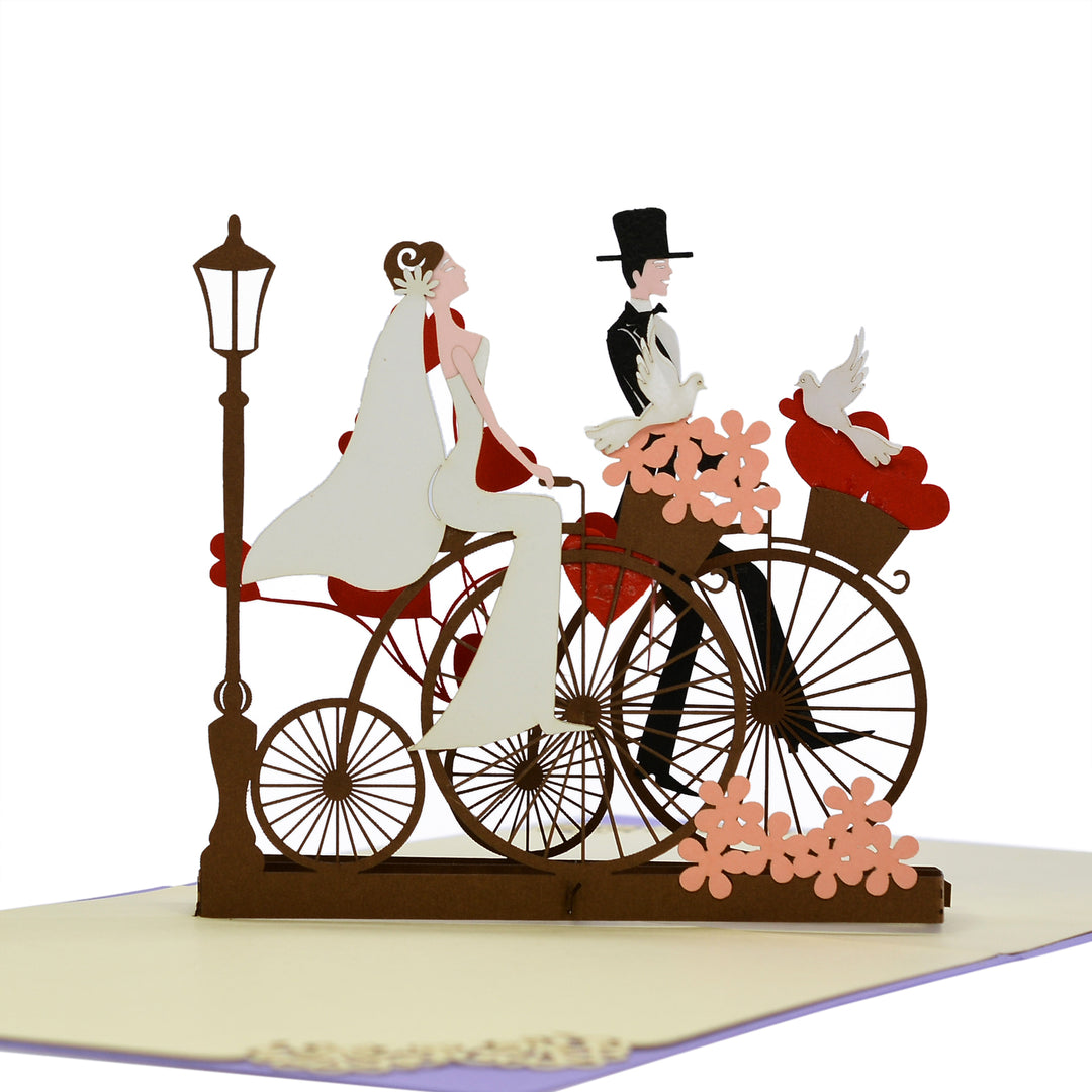 Romantic Couple Bike Ride Pop Up Card