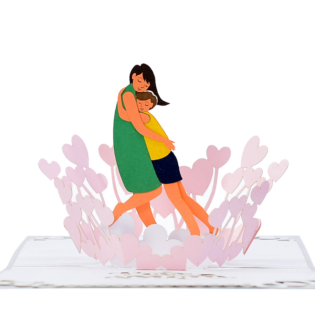 Warmest Hug Mom and Son Pop Up Card