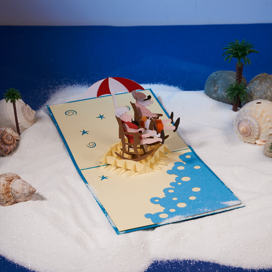 Romantic Grandparents on Beach Pop Up Card