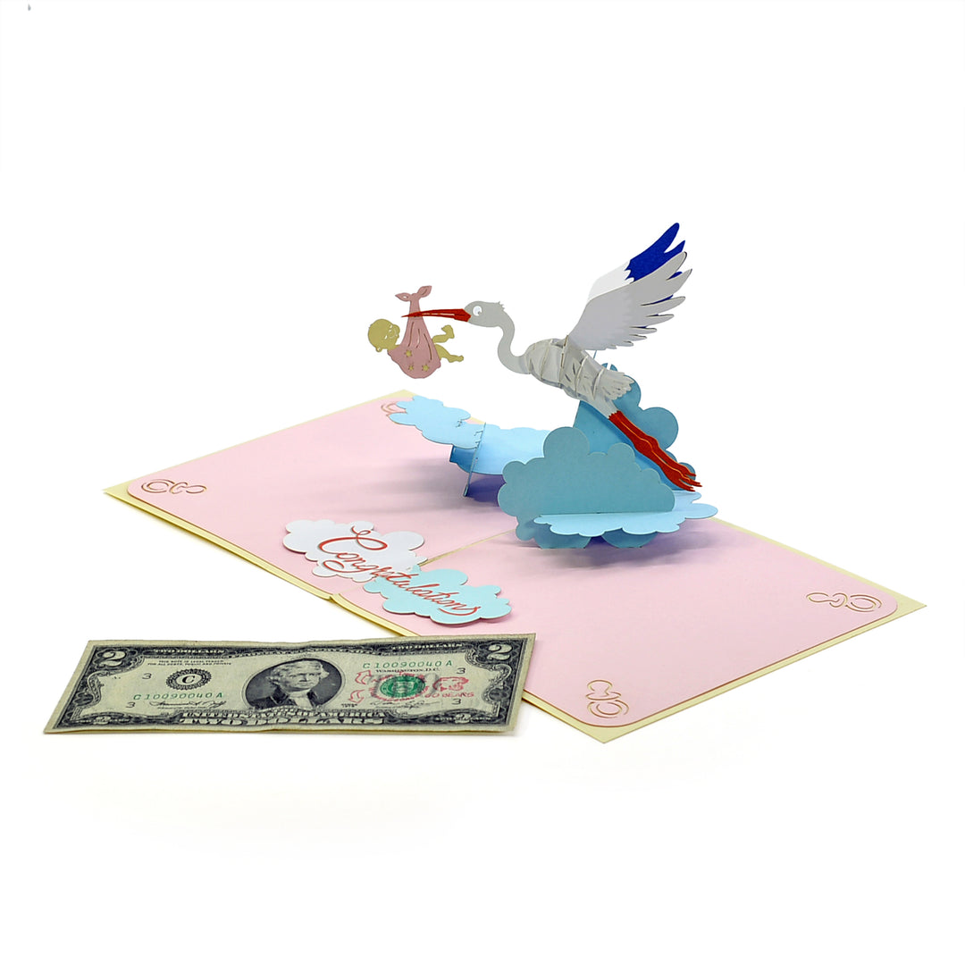 Stork Delivering Baby Pop Up Card