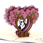 Load image into Gallery viewer, Kissing Couple on Purple Heart Wisteria Pop Up Card
